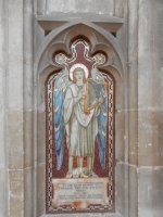 Memorial panel and graffiti, Winchester Cathedral