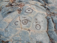 Letters and circles at the Waikoloa petroglyphs