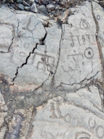 Words, figures, and circles at the Waikoloa petroglyphs