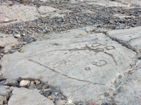 A figure and circles from the Waikoloa petroglyphs in Hawaii