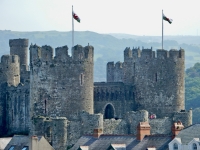 View of Conwy Castle from Plas Mawr, Elizabethan town house in Conwy, Wales