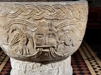 12th century font at Brecon Cathedral, Wales