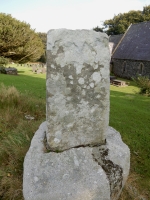A very old grave marker, St. Caffo's Church, Llangaffo, Wales