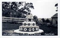 Cake sculpture at Wegner grotto, Sparta, Wisconsin, postcard