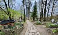 Among the memorials, folky and modernist alike, at the Zakopane Cemetery