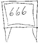 Barebones TV drawing showing 666