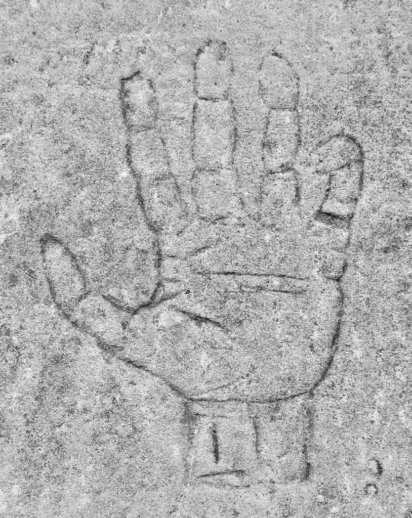 Hand. Chicago lakefront stone carvings, between Foster Avenue and Bryn Mawr