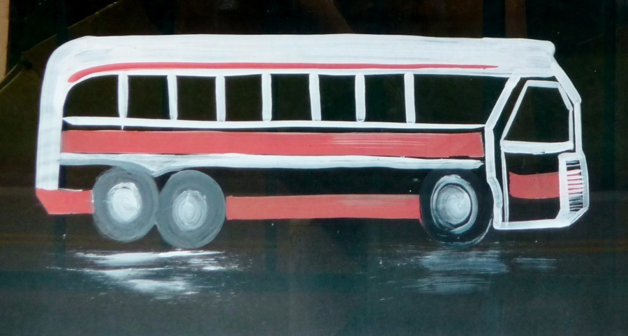 Drawing of bus from Roadside Art: Birmingham, Alabama