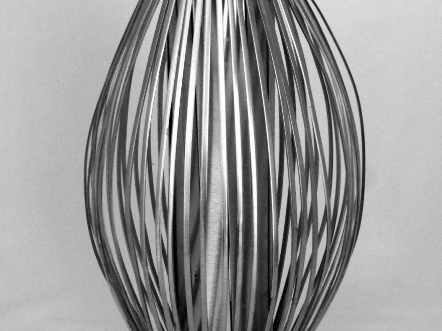 Stanley Szwarc stainless steel vase with strips