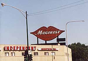 The Magikist lips sign near the Kennedy Expressway