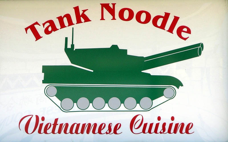 Tank on sign for Tank Noodles