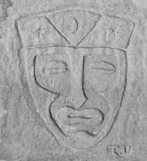Chicago lakefront carving of a mask