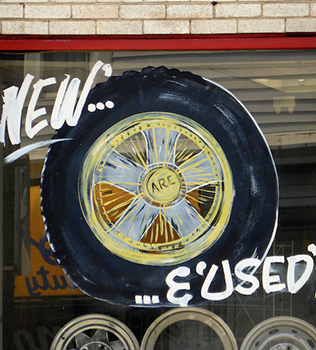 Tire painting, City Tire, Chicago-roadside art