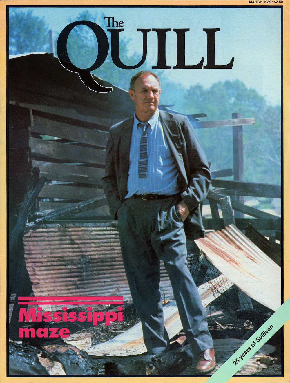 Gene Hackman on the cover of Quill magazine, March 1989