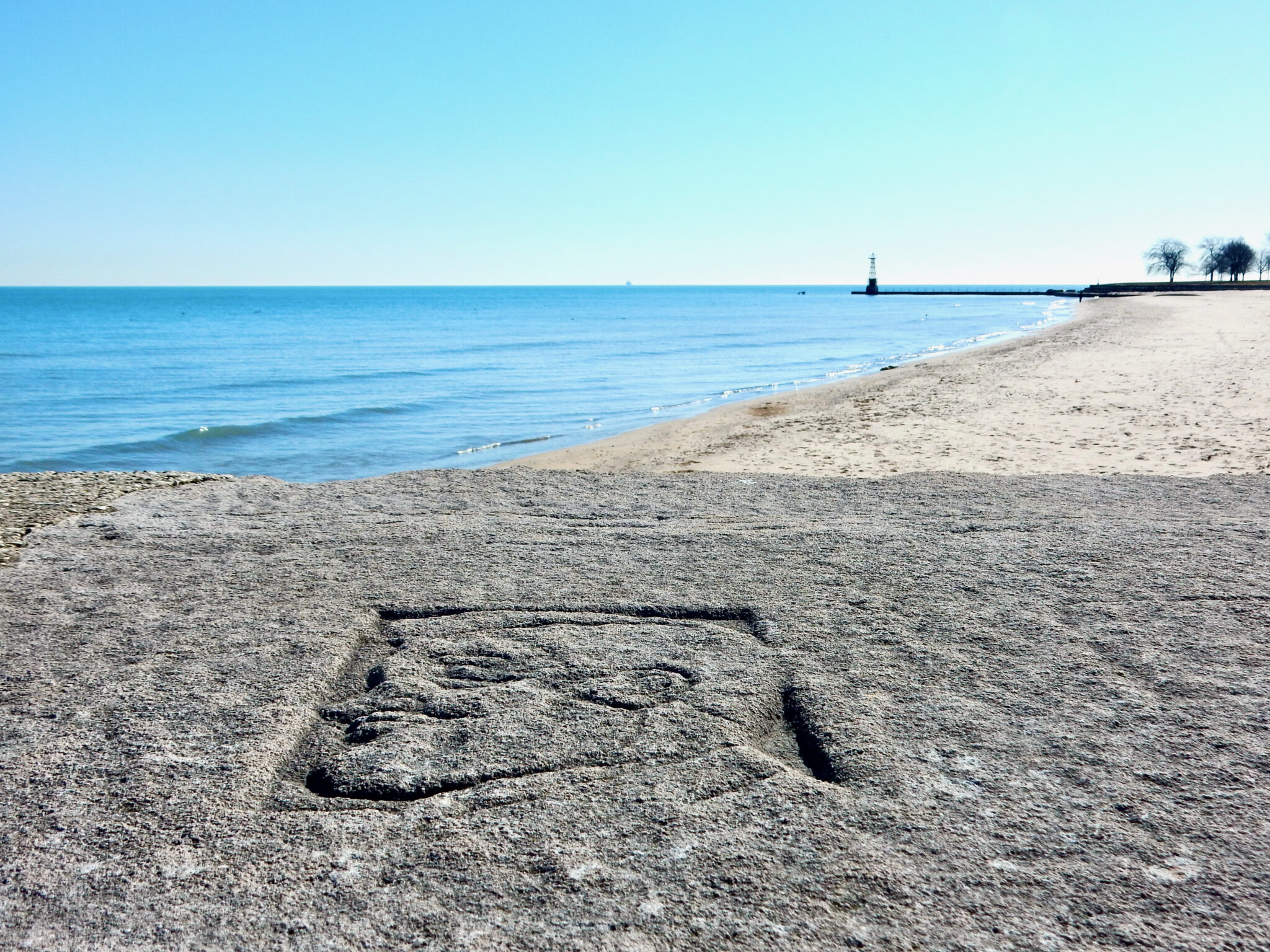 Abe Lincoln carving at Foster Beach