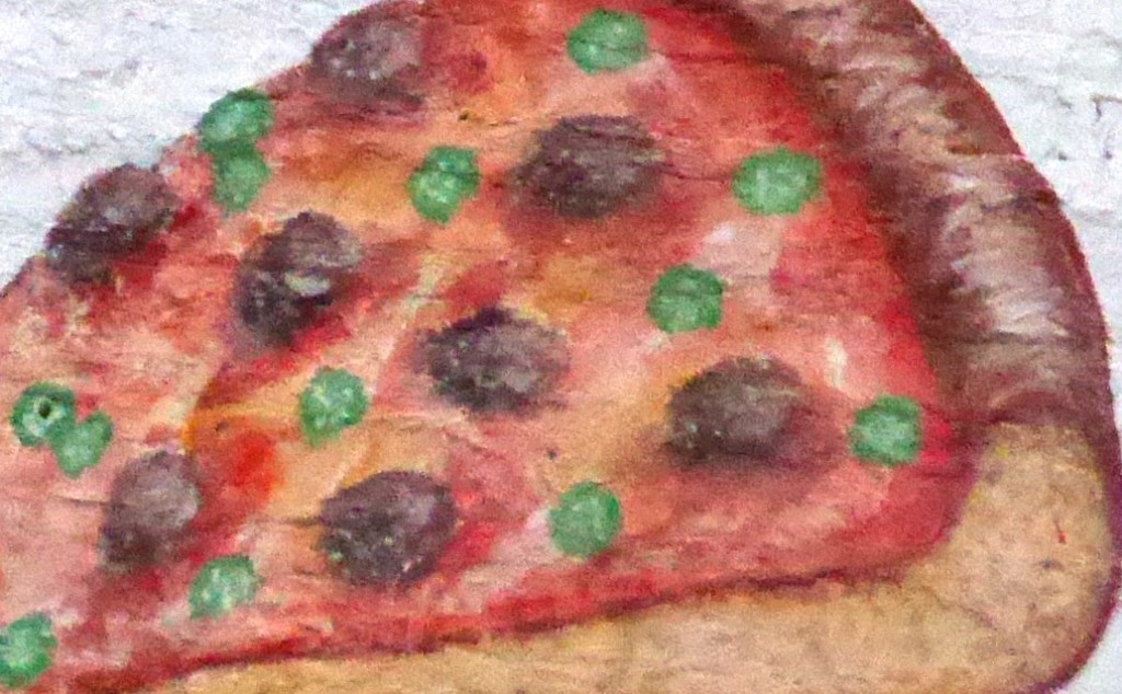 Painted slice from Route 66 Pizza, Indianapolis Blvd.